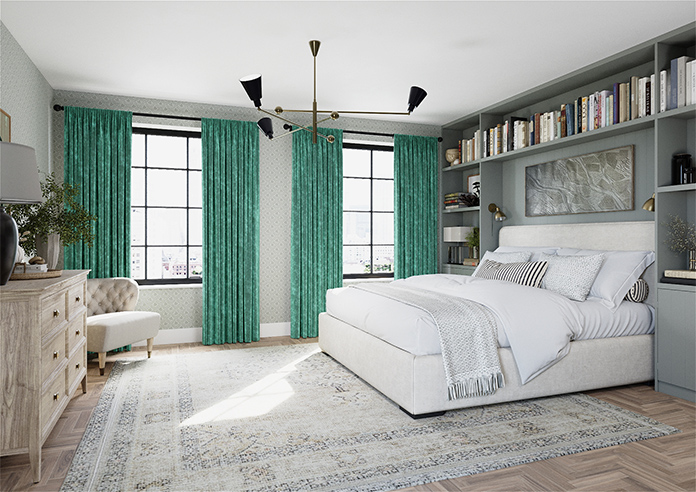 Caen Chenille, Aqua - Made to Measure Curtains - Image 7